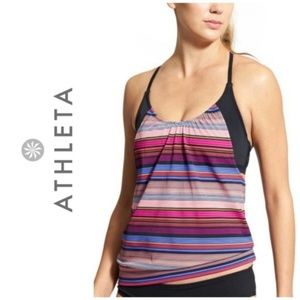 Athleta Swim Capri Stripe Blousy Tankini 34D/DD